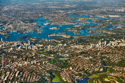 Aerial view on Sydney  Double bay harbourside area
