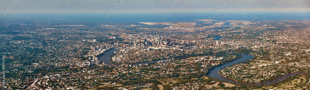 Fototapeta premium Aerial panoramic view of Brisbane CBD, Australia