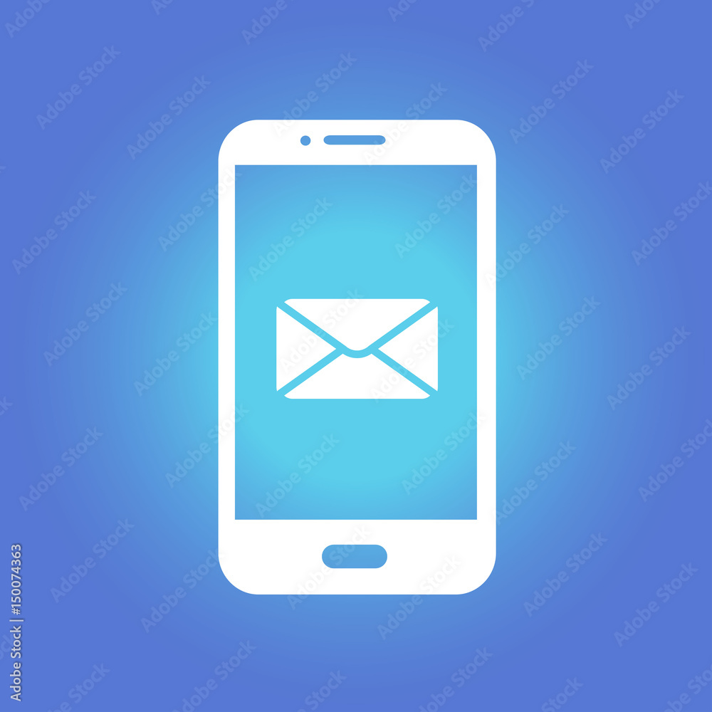 Smartphone email or sms icon. Mobile mail sign symbol. Smartphone email or sms icon. Mobile mail sign symbol.