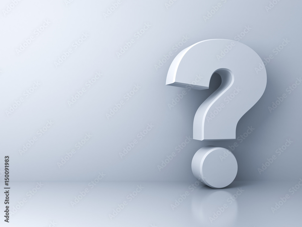 Question mark on white background with shadow and reflection . 3D rendering. Question mark on white background with shadow and reflection . 3D rendering.