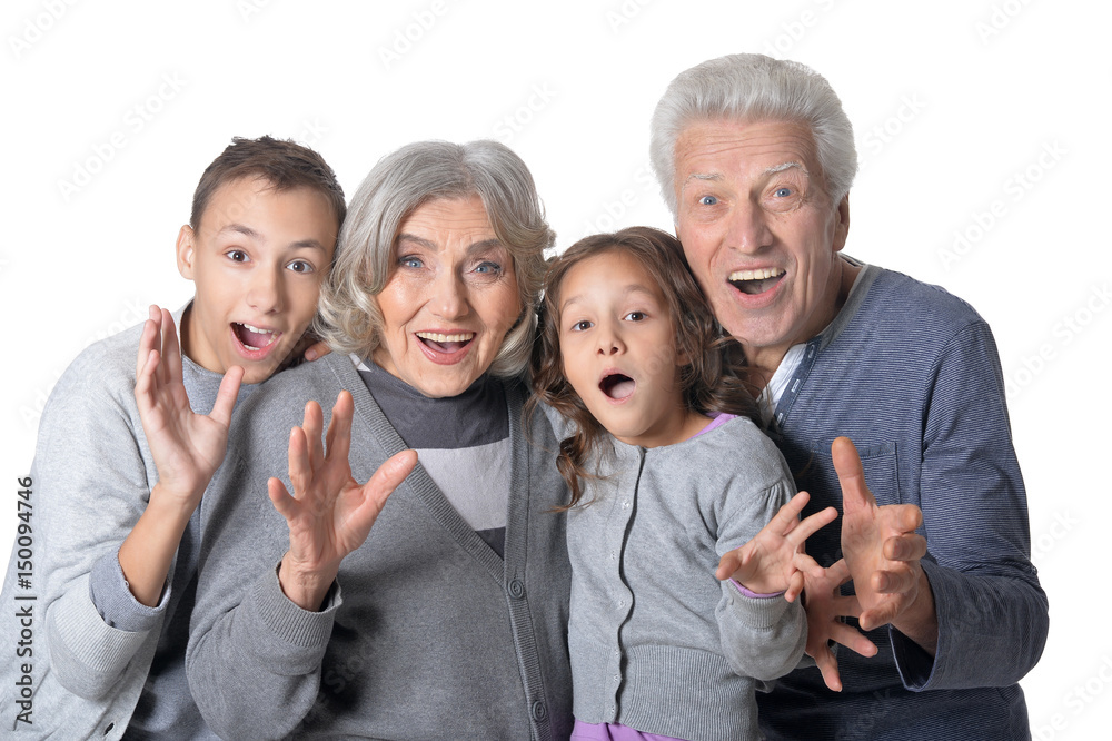 Happy grandparents with their grandchildren