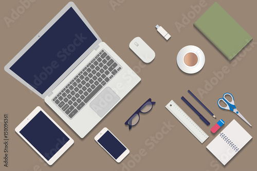 Desktop with Objects Seen from Above