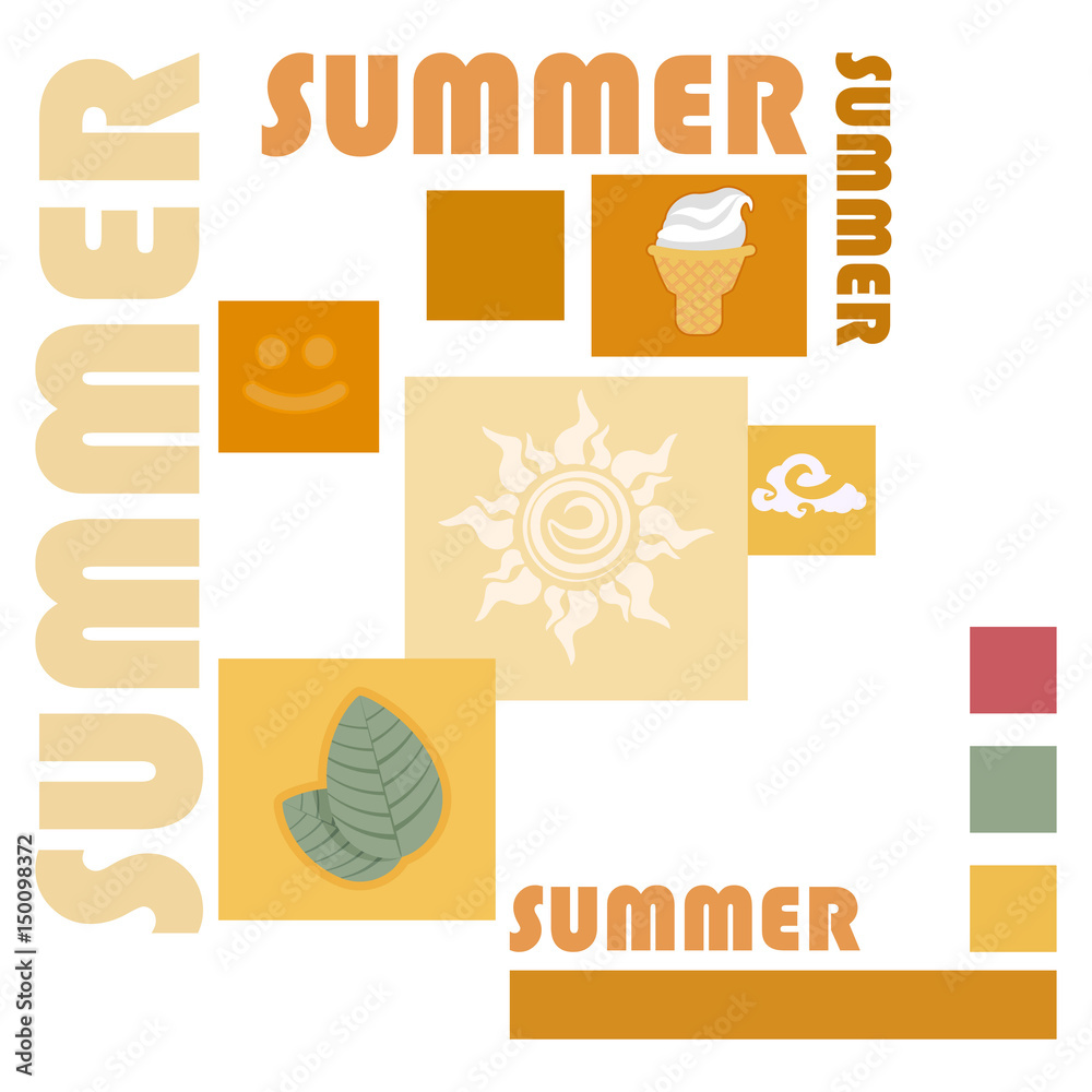 Summer icons with text.
