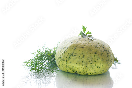 Green dough with dill and parsley