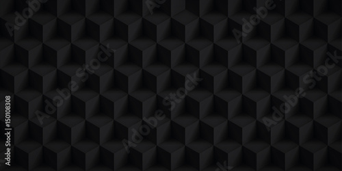 Volume realistic texture, back cubes, 3d geometric pattern, design vector dark background