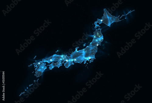 日本地図パワーエネルギー青