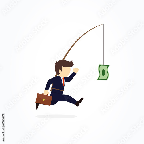 Businessmen trying to catch money. Vector illustration.