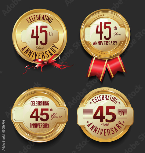 Anniversary golden retro vintage labels collection 