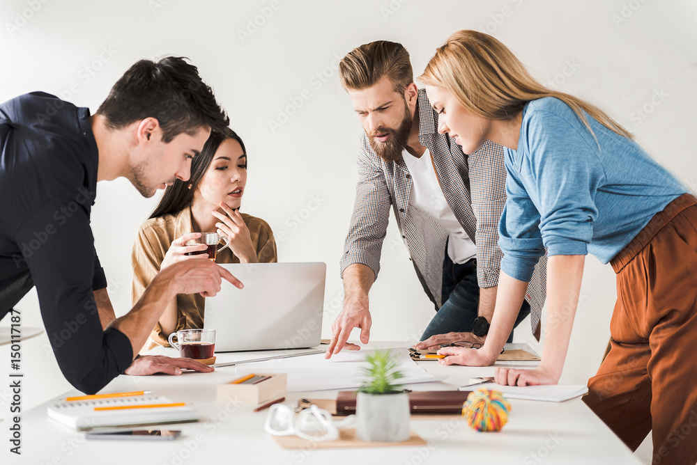 Concentrated office workers in work Concentrated office workers in work