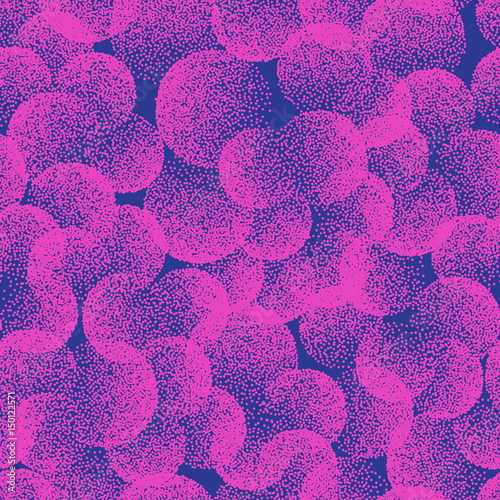 Vector Abstract Stippled Weird Hipster Seamless Pattern. Handmade Tileable Geometric Dotted Grunge Pink and Blue Solid Simple Background. Bizarre Art Illustration
