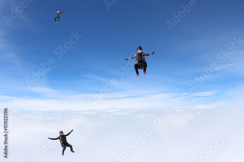 Cool skydivers in the sky