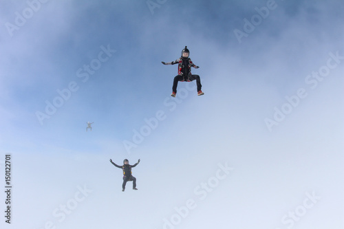 Cool skydivers in the sky