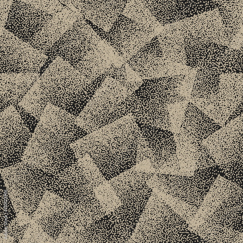 Vector Abstract Stippled Weird Hipster Seamless Pattern. Handmade Tileable Geometric Dotted Grunge Vintage Solid Simple Background. Bizarre Art Illustration