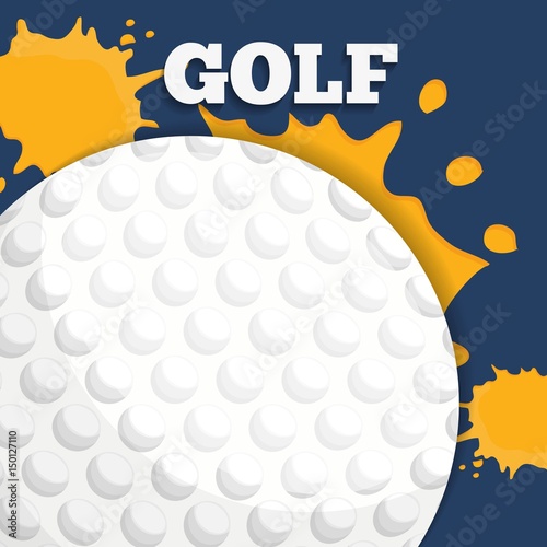 golf ball icon over yellow splashes and blue background. colorful design. vector illustration