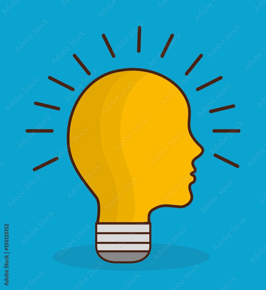 head with bulb shape icon over blue background. colorful design. vector illustration head with bulb shape icon over blue background. colorful design. vector illustration