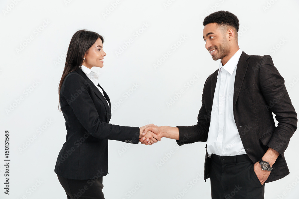 Colleagues business team standing over white background Colleagues business team standing over white background