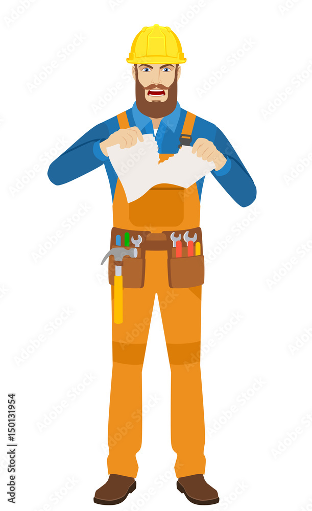Angry Worker tearing paper Angry Worker tearing paper