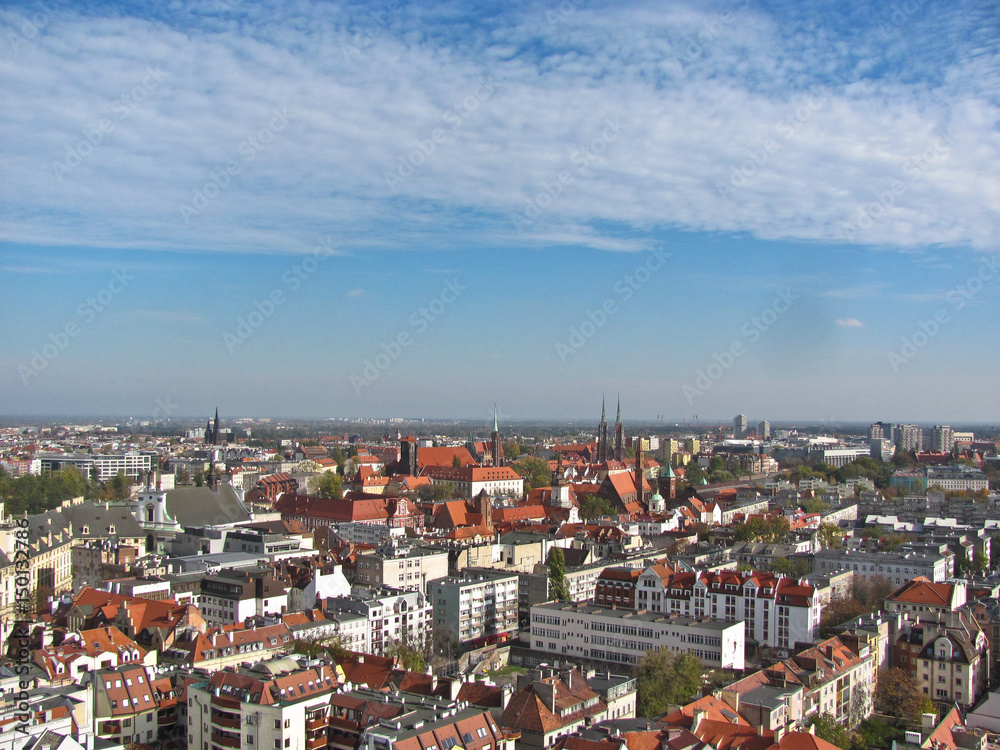 View of the city from St. Mary Magdalene Church, Wroclaw, Poland