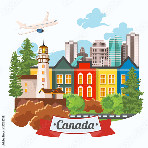 Canada. Canadian vector illustration. Travel postcard.