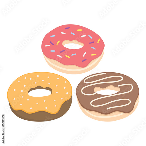 Donut vector set isolated on a light background