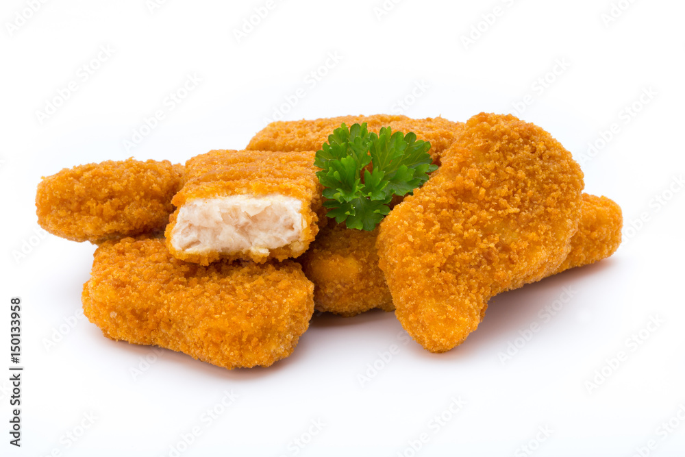 Nugget chiken on the white background.