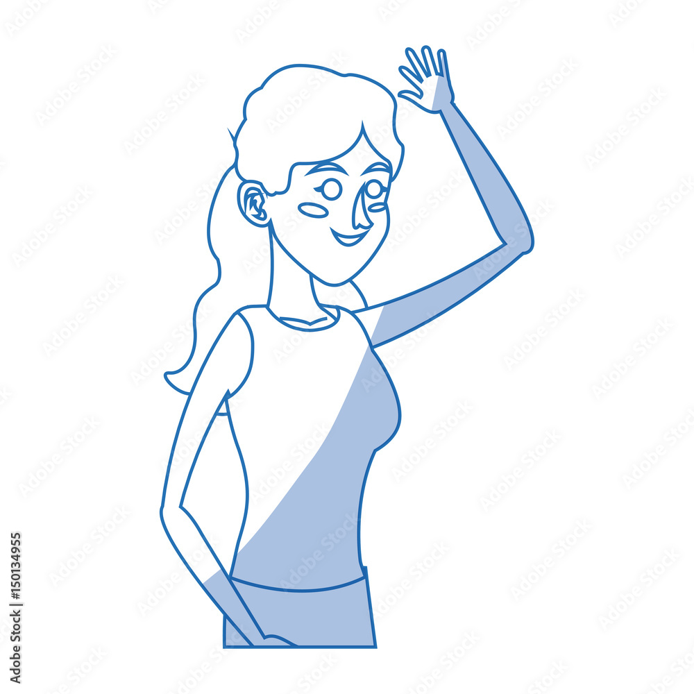character woman her arm raised image vector illustration design character woman her arm raised image vector illustration design