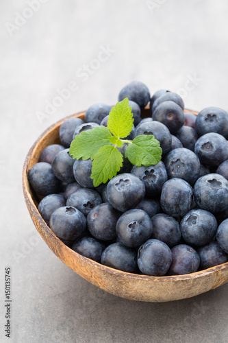 Wallpaper Mural Fresh blueberries natural coconut in a bowl on a gray background. Torontodigital.ca