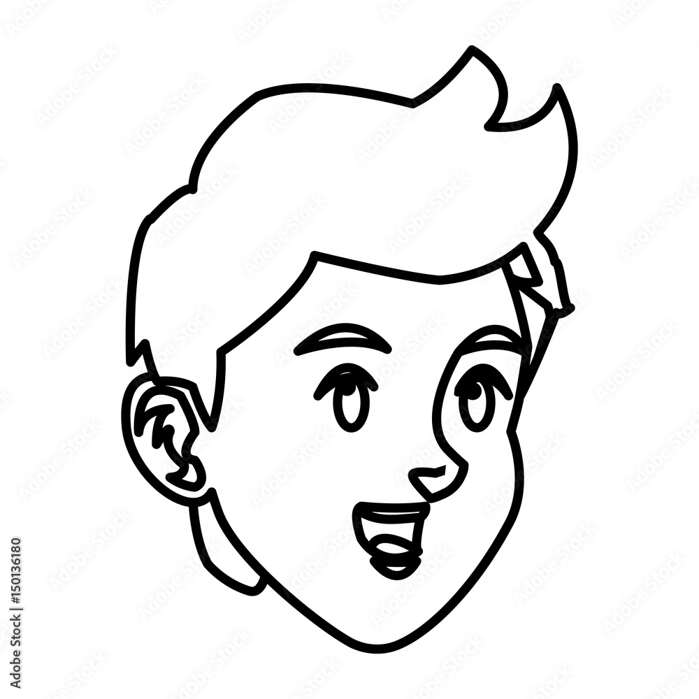 head boy young facial expression line vector illustration head boy young facial expression line vector illustration