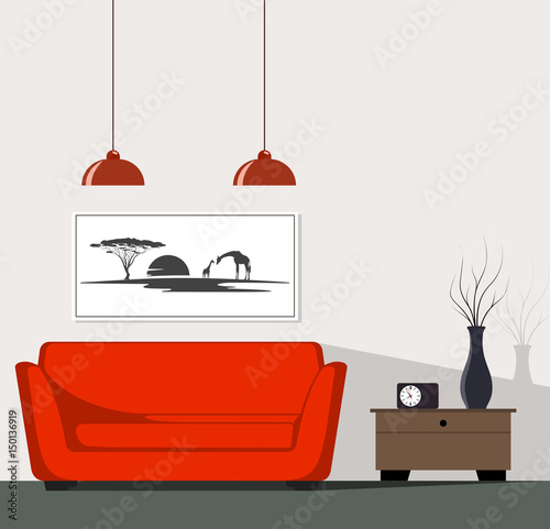 Interior of the modern room.