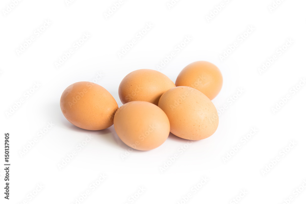 Own chicken eggs with white background Own chicken eggs with white background