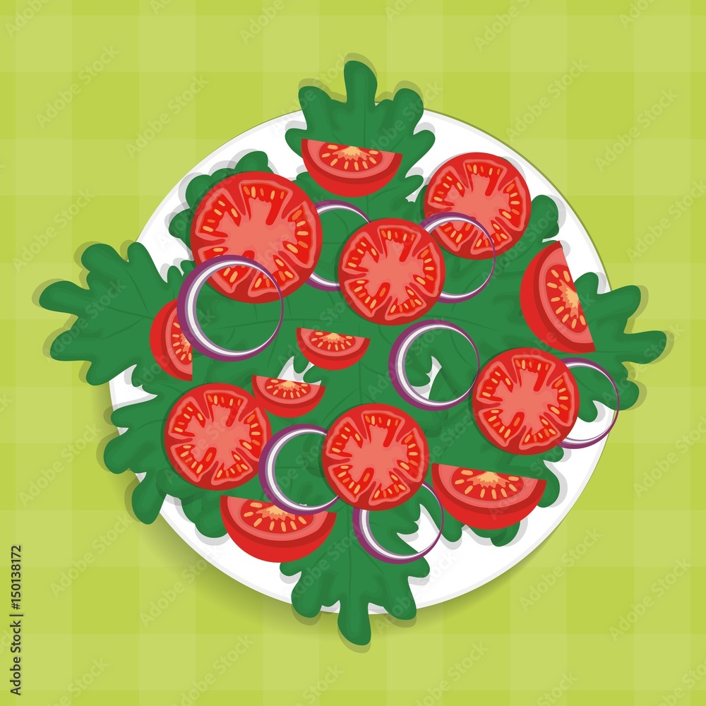 Naklejka premium dish with healthy vegetables icon over green background. colorful design. vector illustration