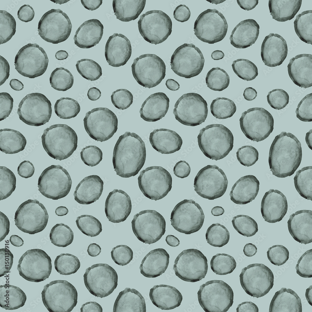 Seamless pattern. Hand painted watercolor stains  on gray background.