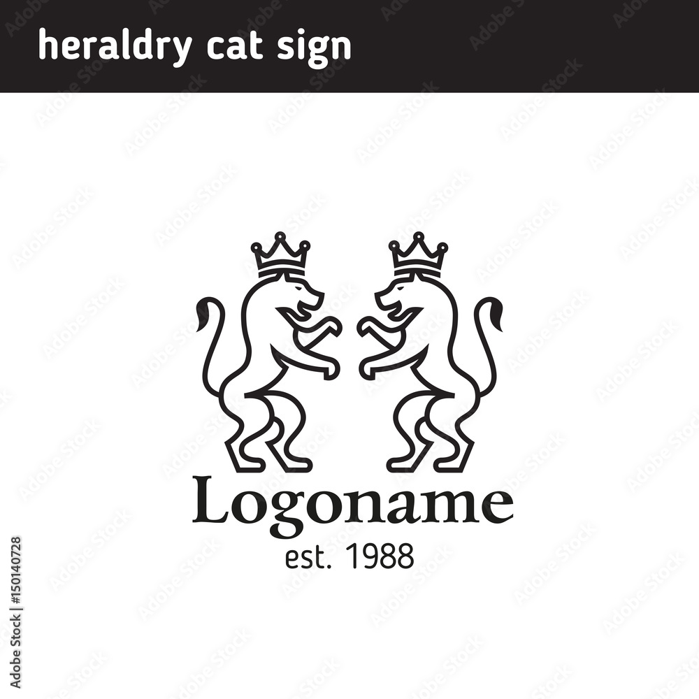 Heraldry cat logo of lines Heraldry cat logo of lines