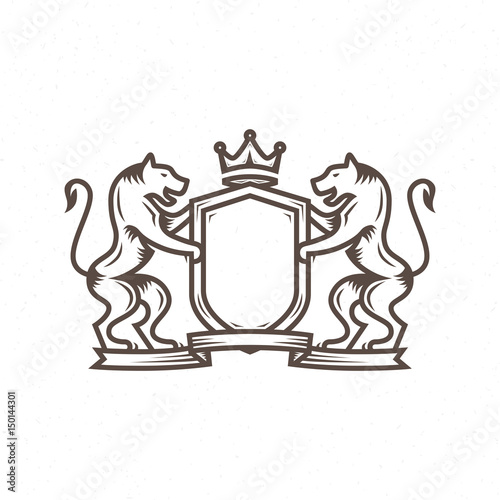 Fototapeta Naklejka Na Ścianę i Meble -  Heraldry logo in the style of engraving