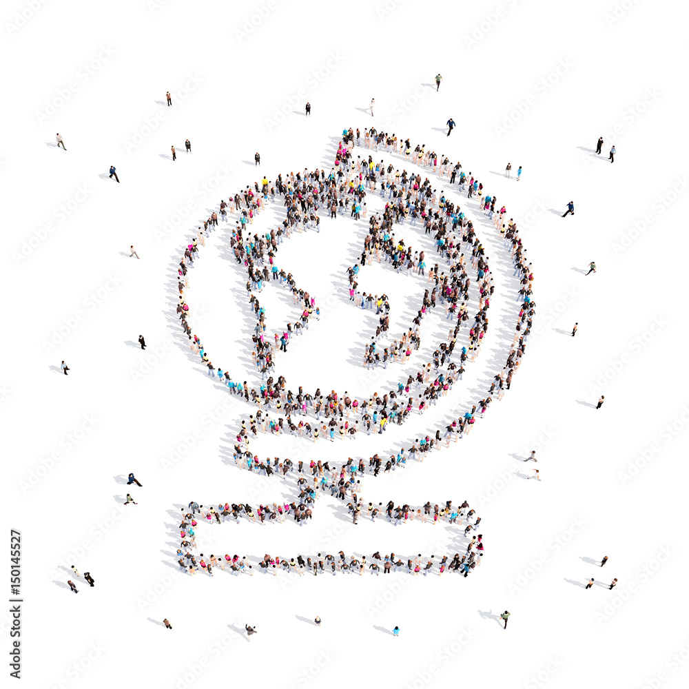People walking in a globe . 3D illustration. 3D rendering.