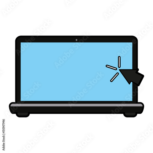 laptop computer with mouse pointer icon image vector illustration design 