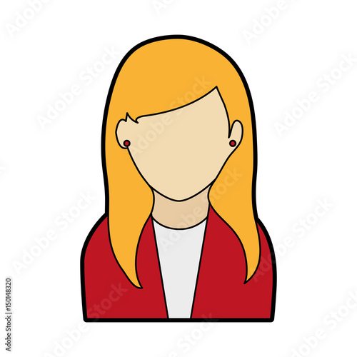 faceless woman with long straight blonde hair icon image vector illustration design 