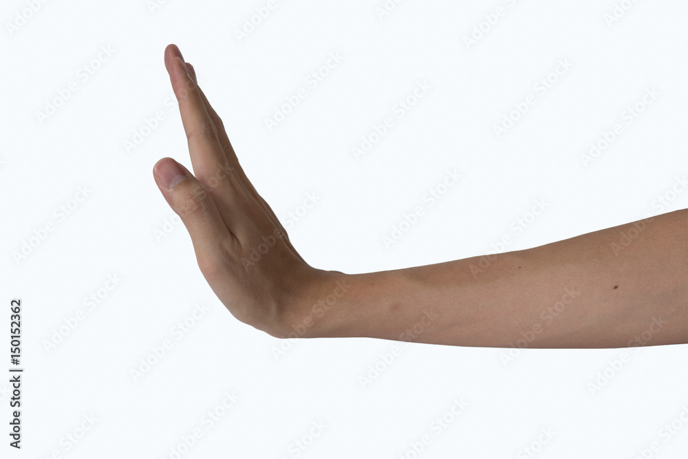 man hand show stop sign isolated on white background man hand show stop sign isolated on white background