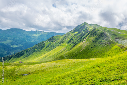 View of the the famous hiking trail Pinzgauer spaziergang in the alps near Zell am See, Salzburg region, Austria. photo