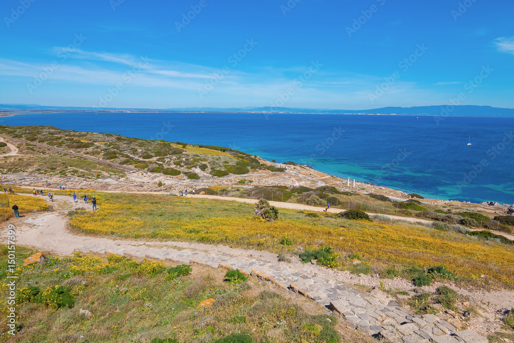Sardinia, Italy: San Giovanni di Sinis in beautiful sun. Beautiful coast