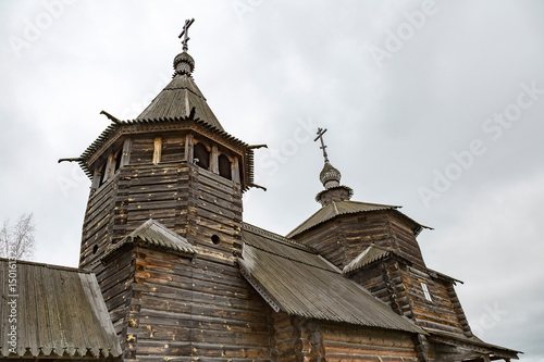 SUZDAL, RUSSIA - APRIL 28, 2017: Open air museum. Historic masterpiece of wooden architecture