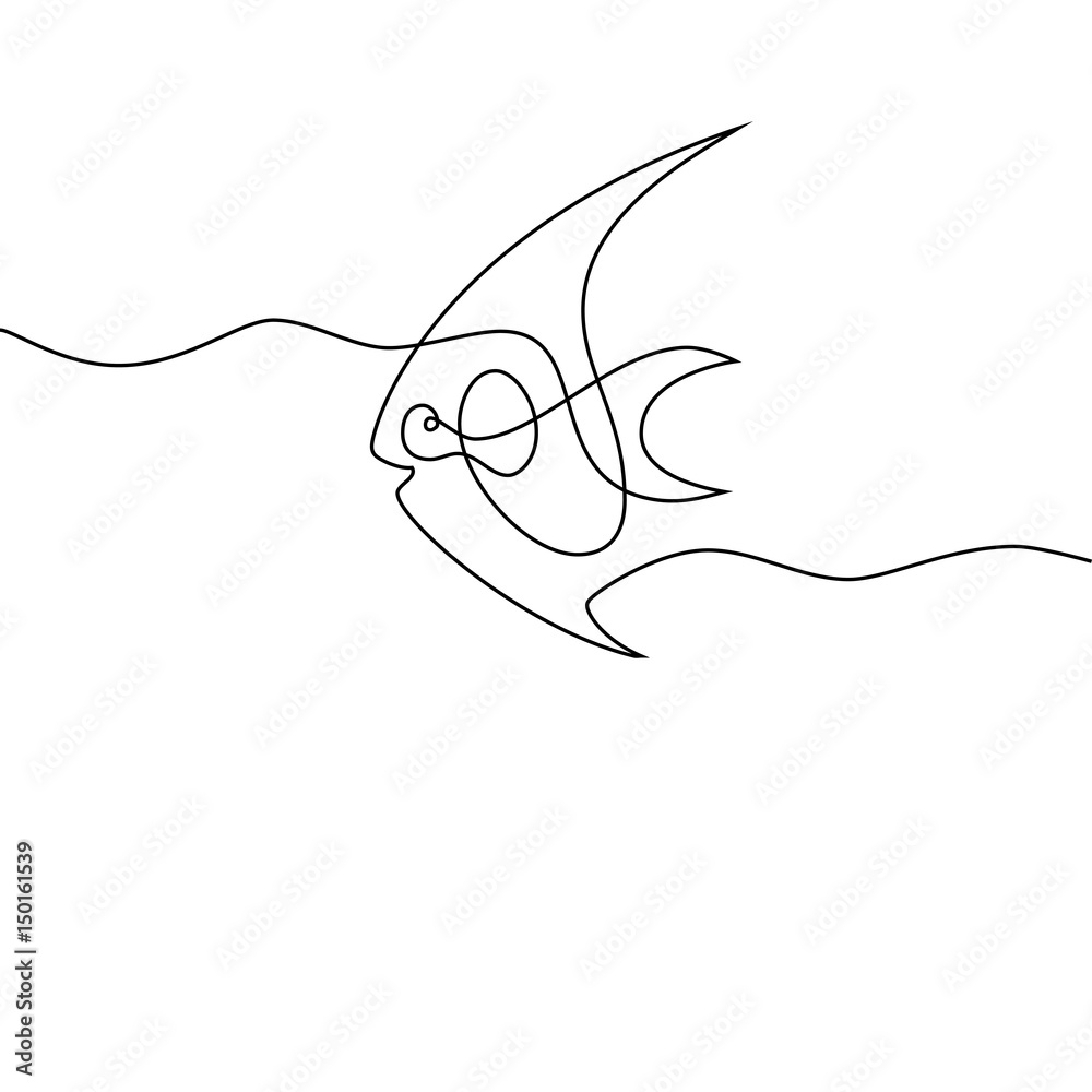 Continuous line fish Continuous line fish