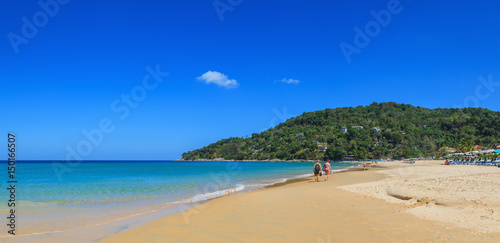 Landscape of Karon and Kata Beaches with blue sky background at  Phuket  Thailand.