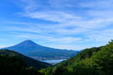 山梨　富士山と河口湖畔　御坂峠