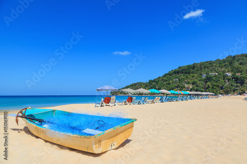 Landscape of Karon Beaches with blue sky background at  Phuket  Thailand.