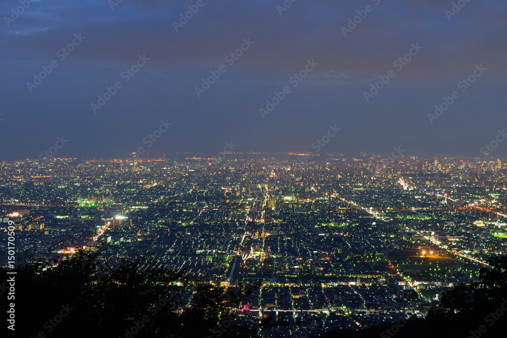 大阪の夜景　信貴生駒スカイラインからの眺め