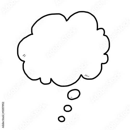 cloud, speech bubble / cartoon vector and illustration, black and white, hand drawn, sketch style, isolated on white background.