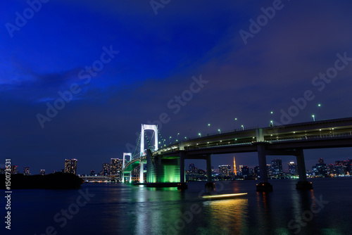 東京　お台場　レインボーブリッジの夜景　マジックアワー