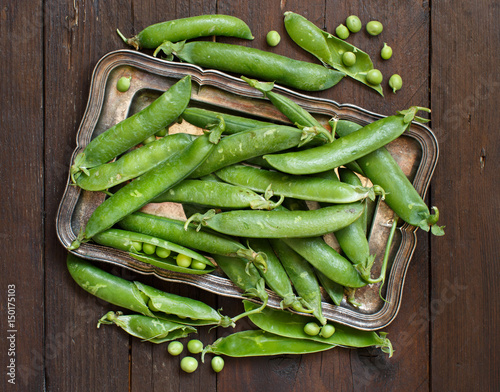 Fresh green pods from farmers market