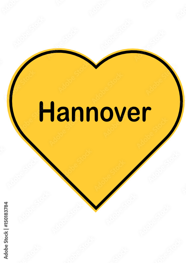 Ortsschild in Herzform: Hannover